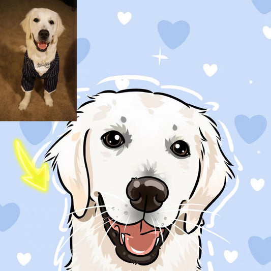 Custom cartoon pet portraits from photo