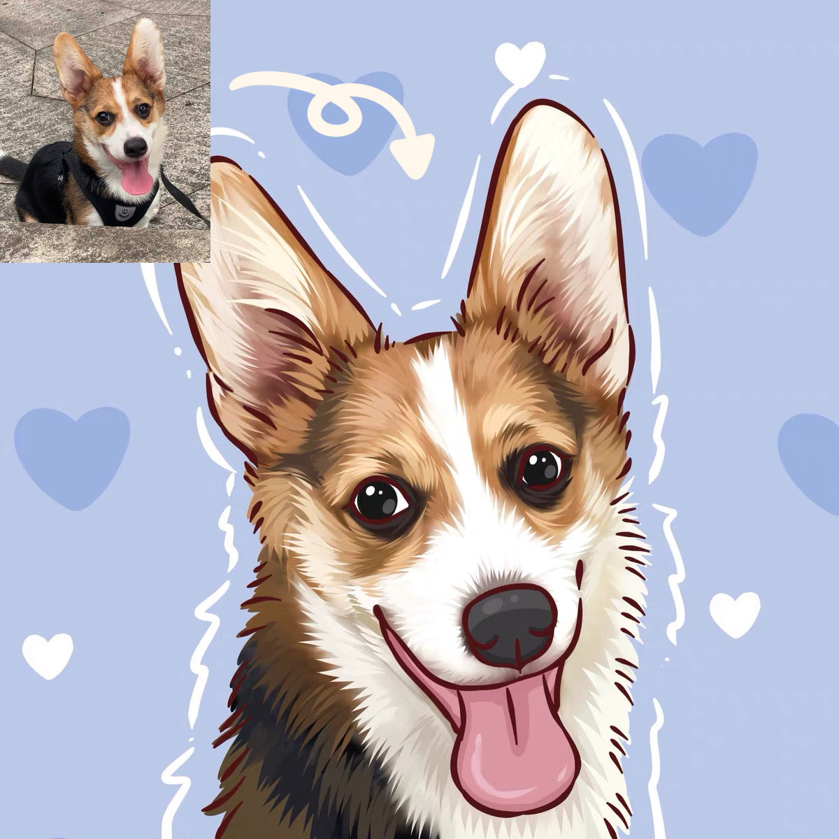 Custom cartoon pet portraits from photo