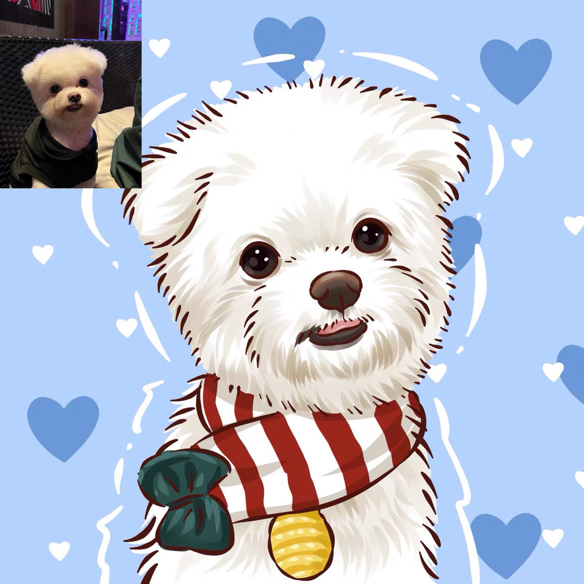 Custom cartoon pet portraits from photo